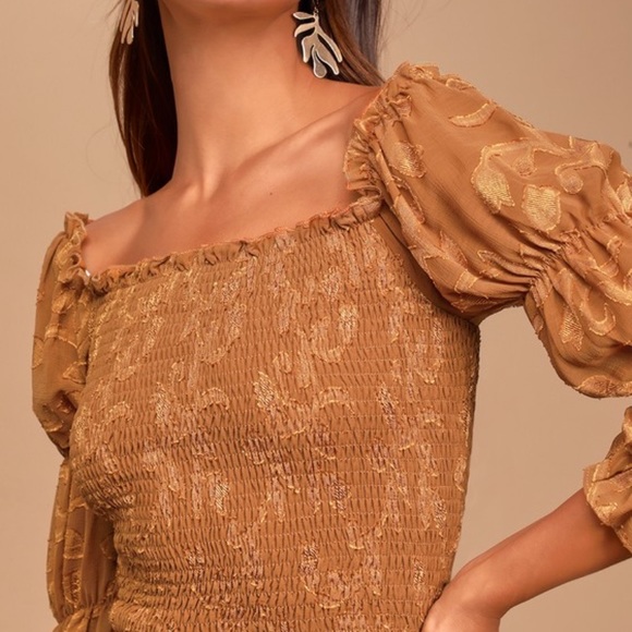 Lulus Wanderlust Smocked Puff-Sleeve Top xs - Picture 2 of 8